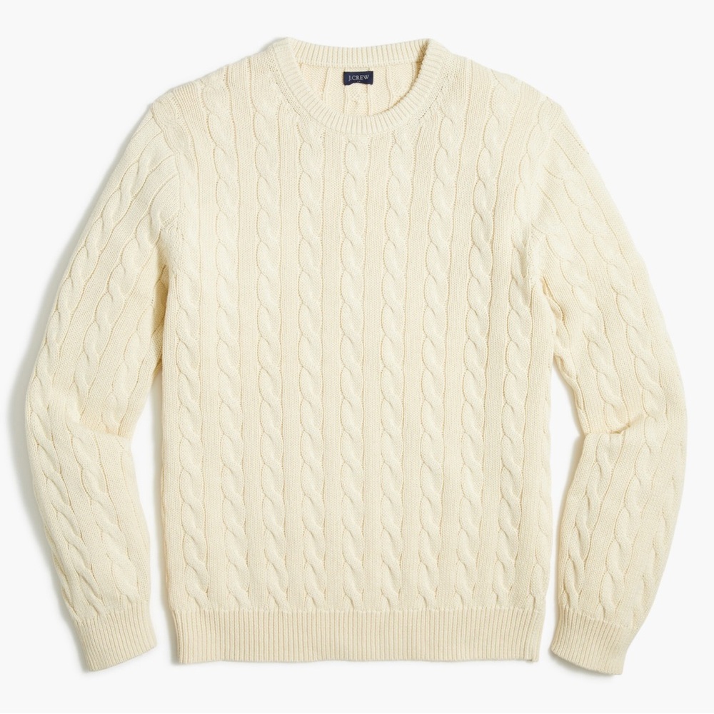 J Crew Factory Men's Cream Cable Knit Sweater size XL
